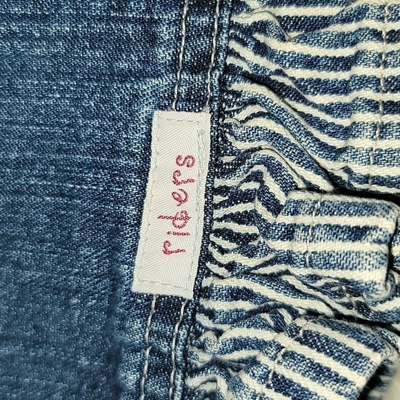 Denim skirt with Striped ruffle - Picture 2 of 4